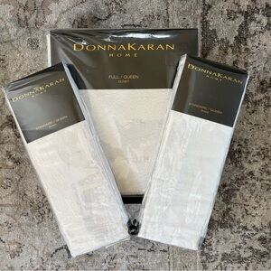 3 Piece Set Donna Karan Home Seduction Collection Queen Duvet & Shams Set Ivory